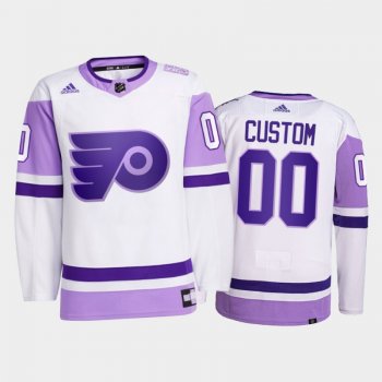 Custom #00 Philadelphia Flyers 2021 HockeyFightsCancer White Primegreen Jersey