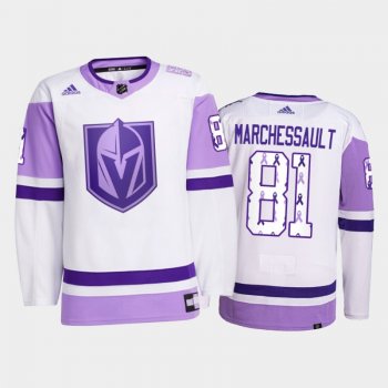 Vegas Golden Knights 2021 HockeyFightsCancer Jonathan Marchessault White #81 Primegreen Jersey