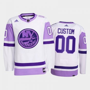 New York Islanders 2021 HockeyFightsCancer Custom White #00 Primegreen Jersey