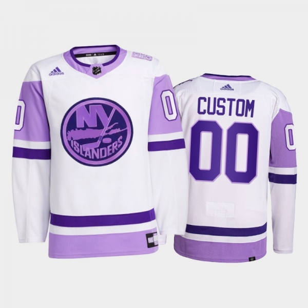 New York Islanders 2021 HockeyFightsCancer Custom White #00 Primegreen Jersey