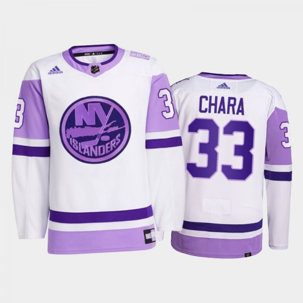 New York Islanders 2021 HockeyFightsCancer Zdeno Chara White #33 Primegreen Jersey