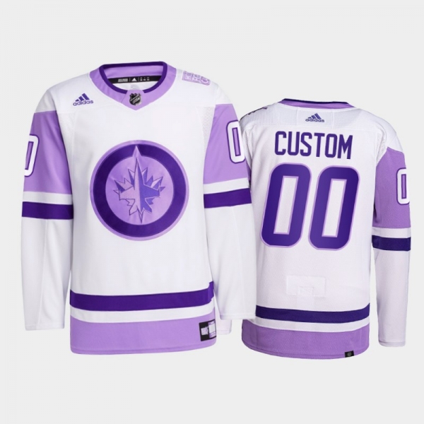 Custom #00 Winnipeg Jets 2021 HockeyFightsCancer White Primegreen Jersey