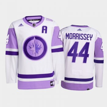 Josh Morrissey #44 Winnipeg Jets 2021 HockeyFightsCancer White Primegreen Jersey