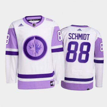 Nate Schmidt #88 Winnipeg Jets 2021 HockeyFightsCancer White Primegreen Jersey