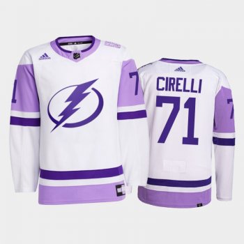 Tampa Bay Lightning 2021 HockeyFightsCancer Anthony Cirelli White #71 Primegreen Jersey