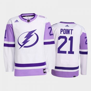 Tampa Bay Lightning 2021 HockeyFightsCancer Brayden Point White #21 Primegreen Jersey