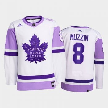 Jake Muzzin #8 Toronto Maple Leafs 2021 HockeyFightsCancer White Primegreen Jersey