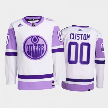 Custom #00 Edmonton Oilers 2021 HockeyFightsCancer White Primegreen Jersey