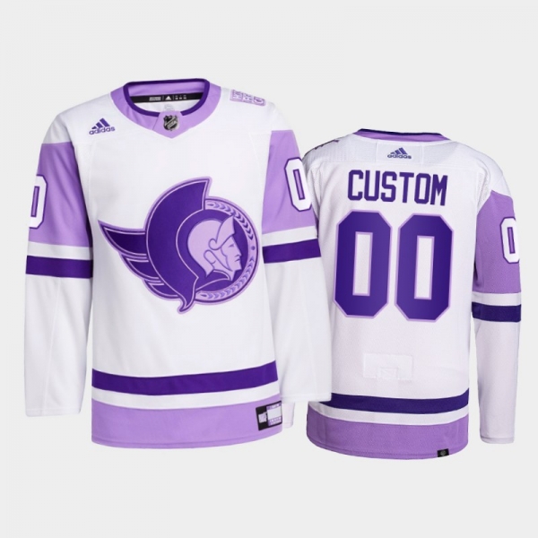 Custom #00 Ottawa Senators 2021 HockeyFightsCancer White Primegreen Jersey