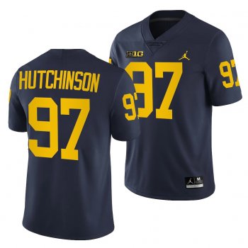 Michigan Wolverines Aidan Hutchinson Navy Home Game Jersey College Football