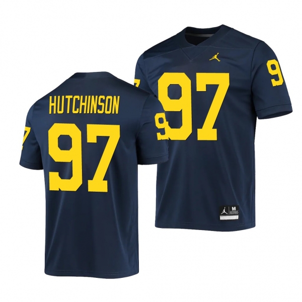 Michigan Wolverines 97 Aidan Hutchinson Navy Game Jersey Men's