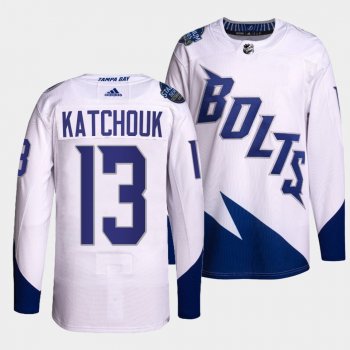 Lightning 2022 Stadium Series Boris Katchouk #13 White Jersey Primegreen Authentic