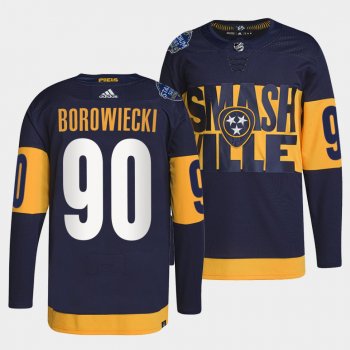 Mark Borowiecki Predators 2022 Stadium Series Navy Jersey #90 Primegreen Authentic