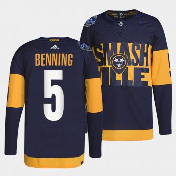 Matt Benning Predators 2022 Stadium Series Navy Jersey #5 Primegreen Authentic