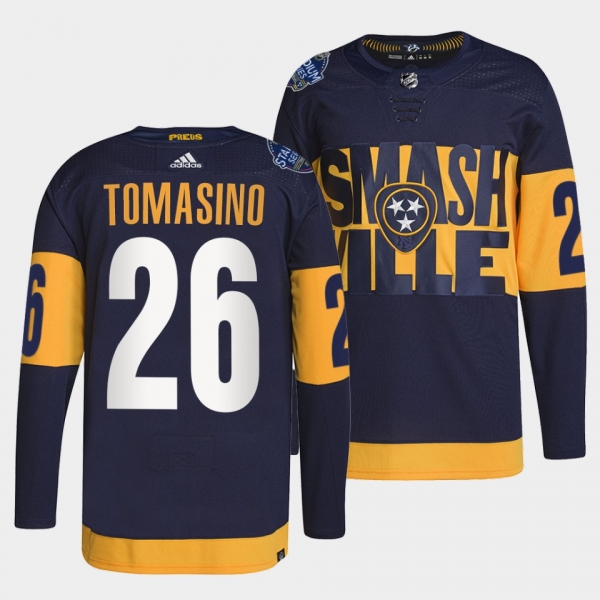 Philip Tomasino Predators 2022 Stadium Series Navy Jersey #26 Primegreen Authentic