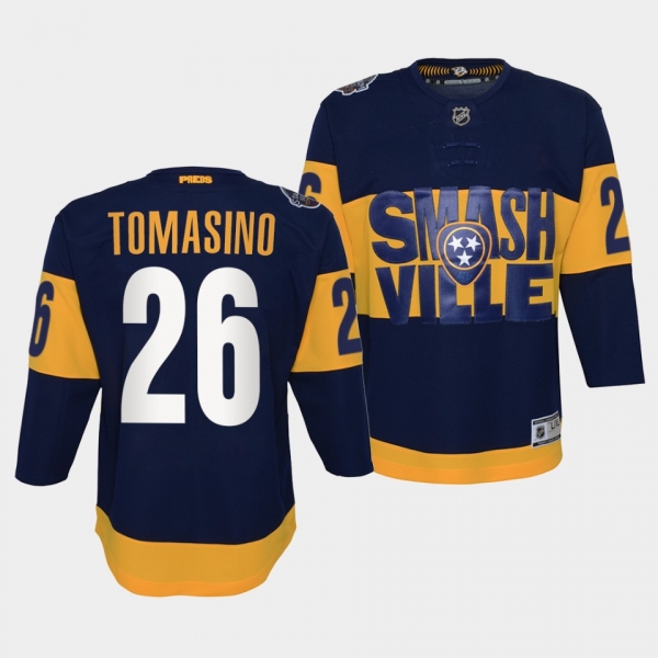 Youth Predators Philip Tomasino 2022 Stadium Series Navy #26 Jersey Primegreen Authentic