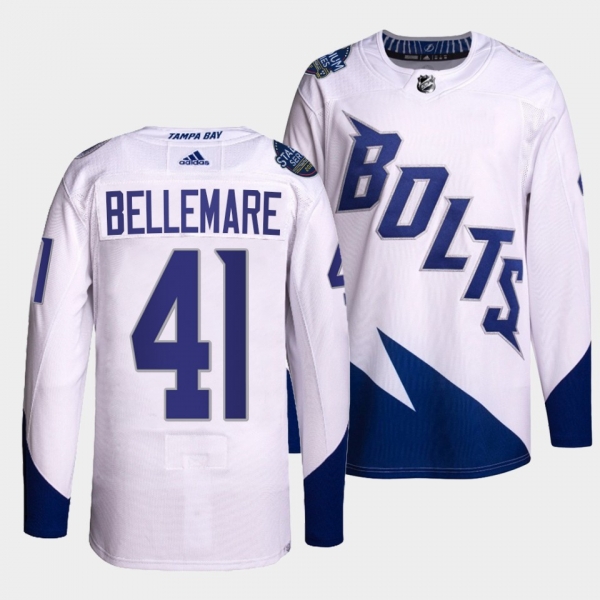 Lightning 2022 Stadium Series Pierre-Edouard Bellemare #41 White Jersey Primegreen Authentic