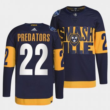 Predators 2022 Stadium Series Navy Jersey #22 Primegreen Authentic