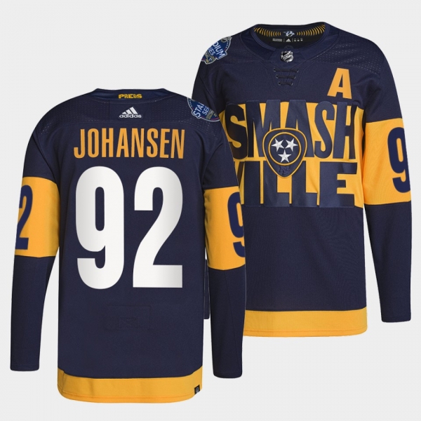 Ryan Johansen Predators 2022 Stadium Series Navy Jersey #92 Primegreen Authentic