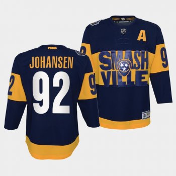 Youth Predators Ryan Johansen 2022 Stadium Series Navy #92 Jersey Primegreen Authentic