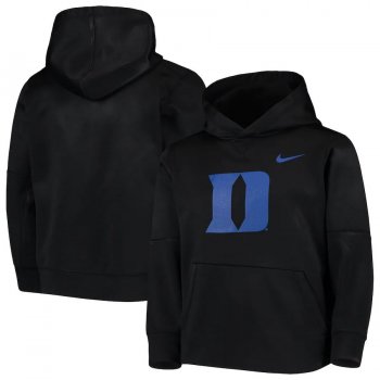 Youth Duke Blue Devils Nike Logo KO Pullover Performance Hoodie - Black