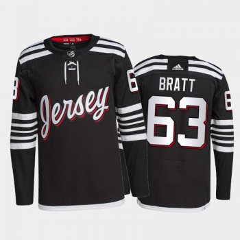 2021-22 New Jersey Devils Jesper Bratt Alternate Jersey Black Authentic Pro Uniform