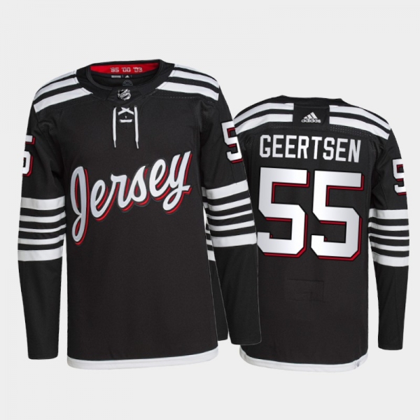 2021-22 New Jersey Devils Mason Geertsen Alternate Jersey Black Authentic Pro Uniform