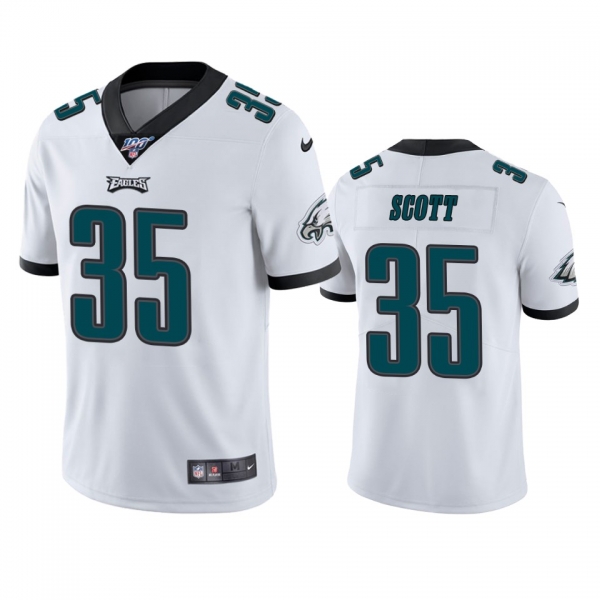 Men's Philadelphia Eagles Boston Scott White 100th Season Vapor Limited Jersey