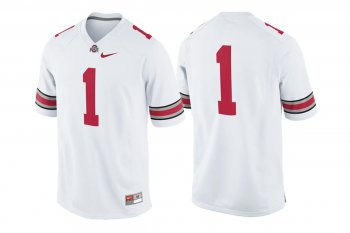 Male Ohio State Buckeyes #1 White College Football Game Performance Jersey