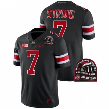 C.J. Stroud Ohio State Buckeyes 2022 Rose Bowl Champions Black CFP #7 Jersey