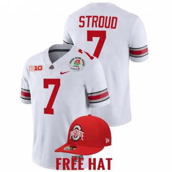 C.J. Stroud Ohio State Buckeyes 2022 Rose Bowl White College Football Playoff #7 Jersey