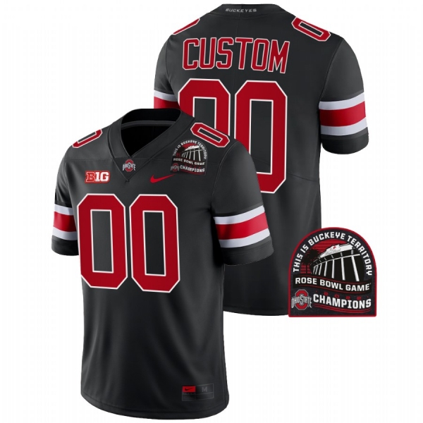 Custom Ohio State Buckeyes 2022 Rose Bowl Champions Black CFP #00 Jersey