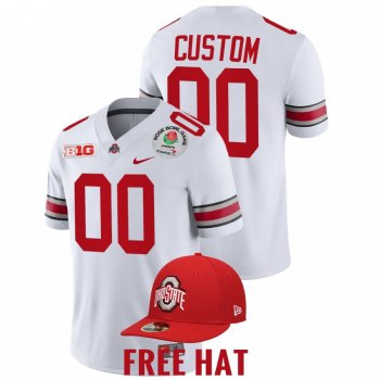 Custom Ohio State Buckeyes 2022 Rose Bowl White College Football Playoff #00 Jersey