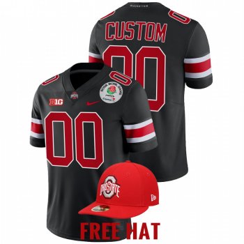 Custom Ohio State Buckeyes 2022 Rose Bowl Black Free Hat #00 Jersey