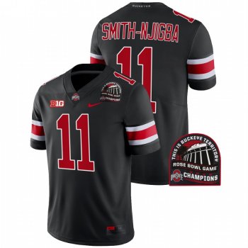 Jaxon Smith-Njigba Ohio State Buckeyes 2022 Rose Bowl Champions Black CFP #11 Jersey