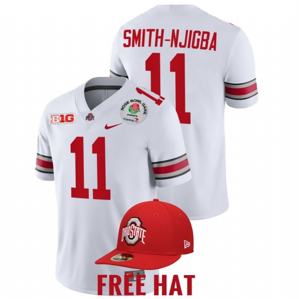 Jaxon Smith-Njigba Ohio State Buckeyes 2022 Rose Bowl White College Football Playoff #11 Jersey