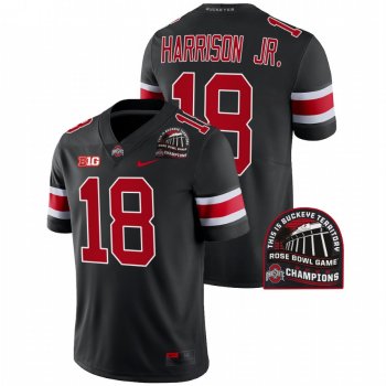 Marvin Harrison Jr. Ohio State Buckeyes 2022 Rose Bowl Champions Black CFP #18 Jersey