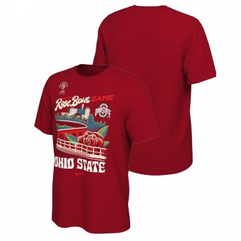 Ohio State Buckeyes 2022 Rose Bowl Illustrated T-Shirt Scarlet Men