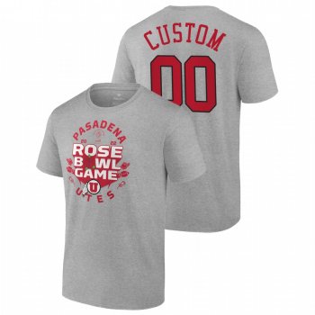 Men Utah Utes Custom #00 2022 Rose Bowl CFP Gray T-Shirt