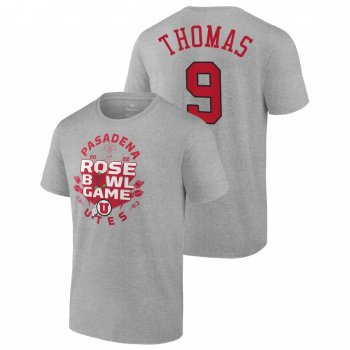 Men Utah Utes Tavion Thomas #9 2022 Rose Bowl CFP Gray T-Shirt