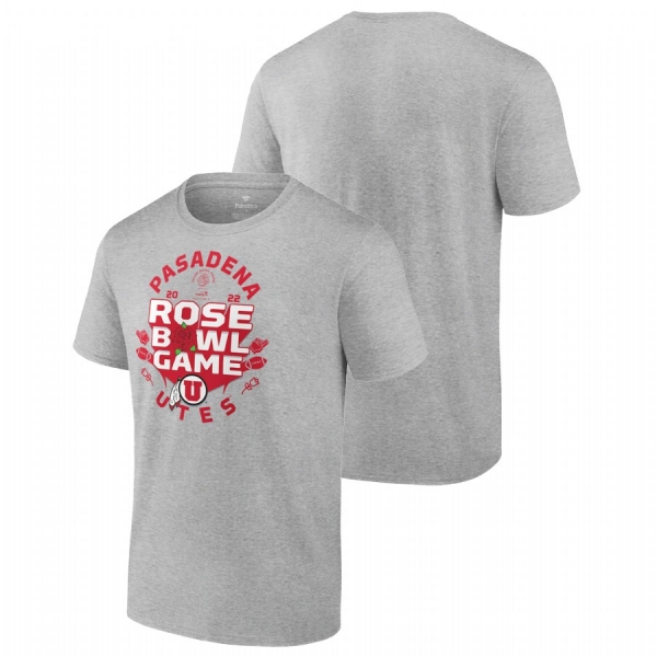 Utah Utes 2022 Rose Bowl Whistle T-Shirt Gray Men