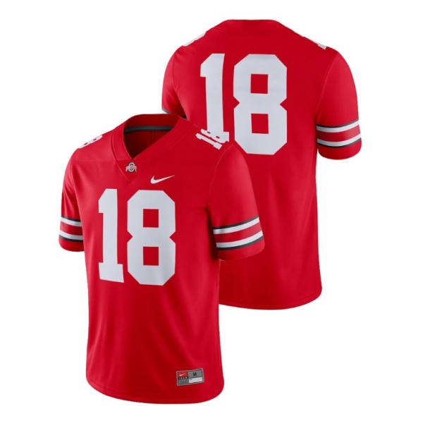 Male Ohio State Buckeyes Nike #18 Scarlet College Football 2018 Game Jersey