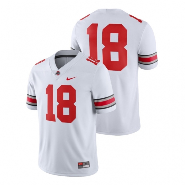 Male Ohio State Buckeyes Nike #18 White College Football 2018 Game Jersey