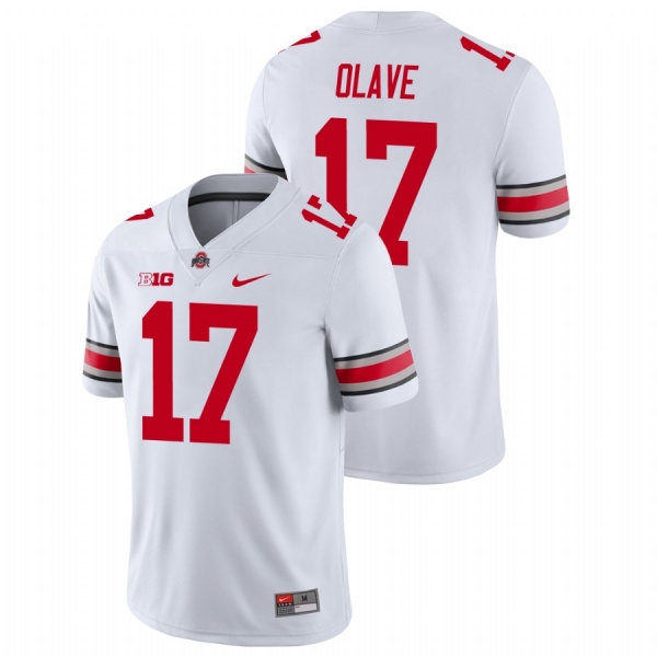 Men's Ohio State Buckeyes Chris Olave White College Football Game Nike Jersey