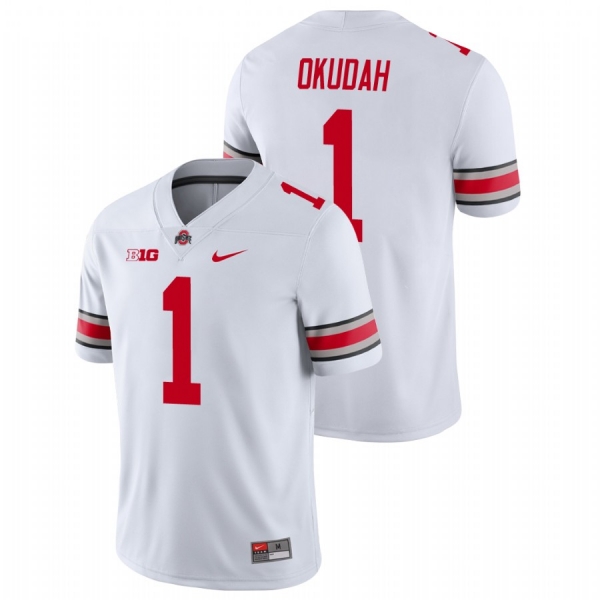 Men's Ohio State Buckeyes Jeff Okudah White Nike College Football Playoff Game Jersey