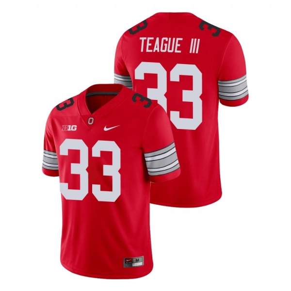 Men's Ohio State Buckeyes Master Teague III Scarlet Alumni Football Game Player Jersey