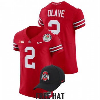 Ohio State Buckeyes Chris Olave #2 Color Rush Jersey Scarlet 2022 Rose Bowl