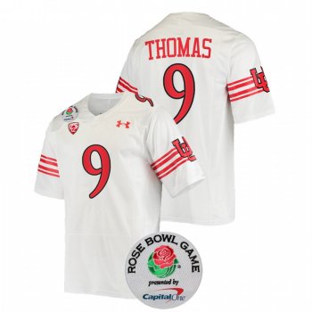 2022 Rose Bowl Utah Utes Tavion Thomas All-White Throwback #9 Jersey