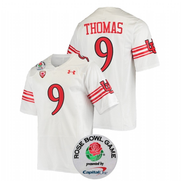 2022 Rose Bowl Utah Utes Tavion Thomas All-White Throwback #9 Jersey