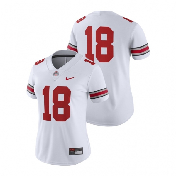 Women's Ohio State Buckeyes Nike #18 White College Football 2018 Game Jersey